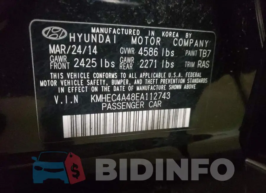 KMHEC4A48EA112743 Photo# 12