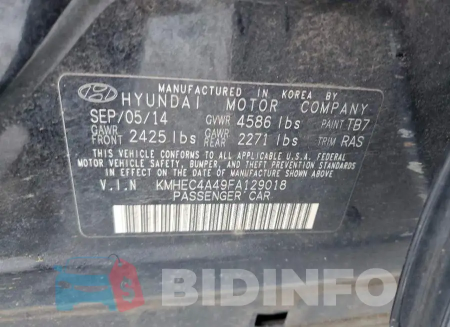 KMHEC4A49FA129018 Photo# 10