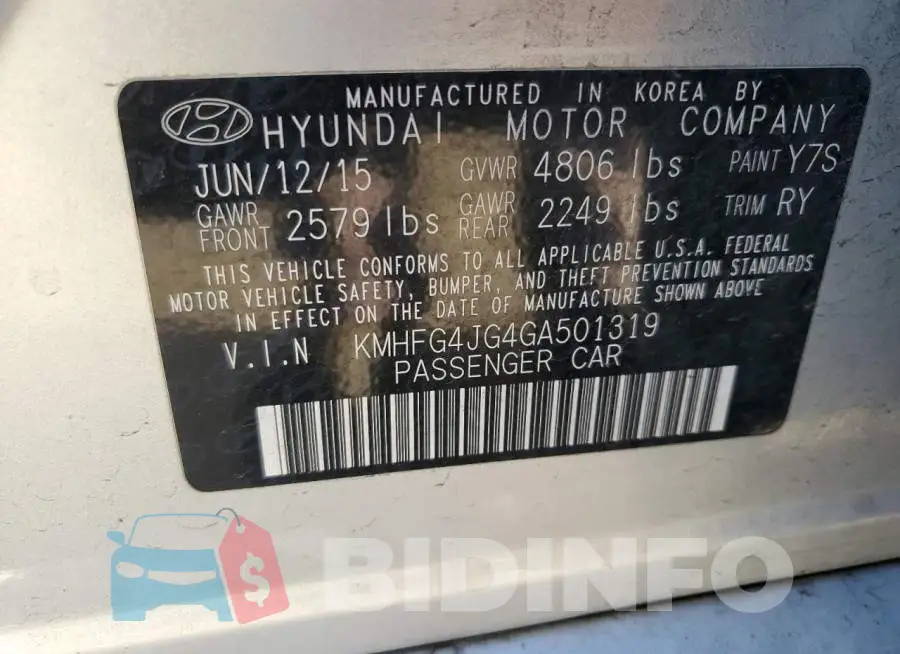 KMHFG4JG4GA501319 Photo# 12