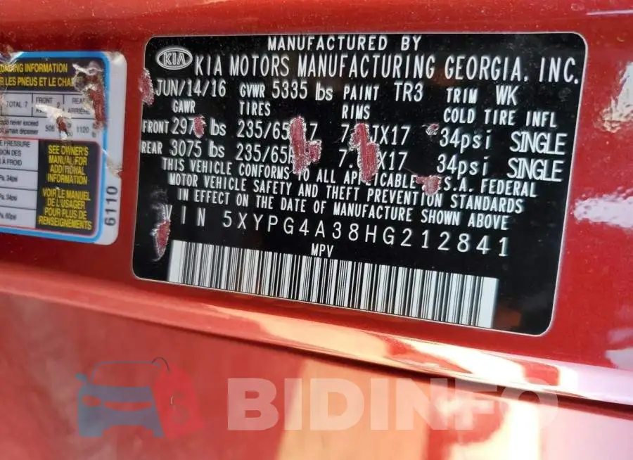 5XYPG4A38HG212841 Photo# 13