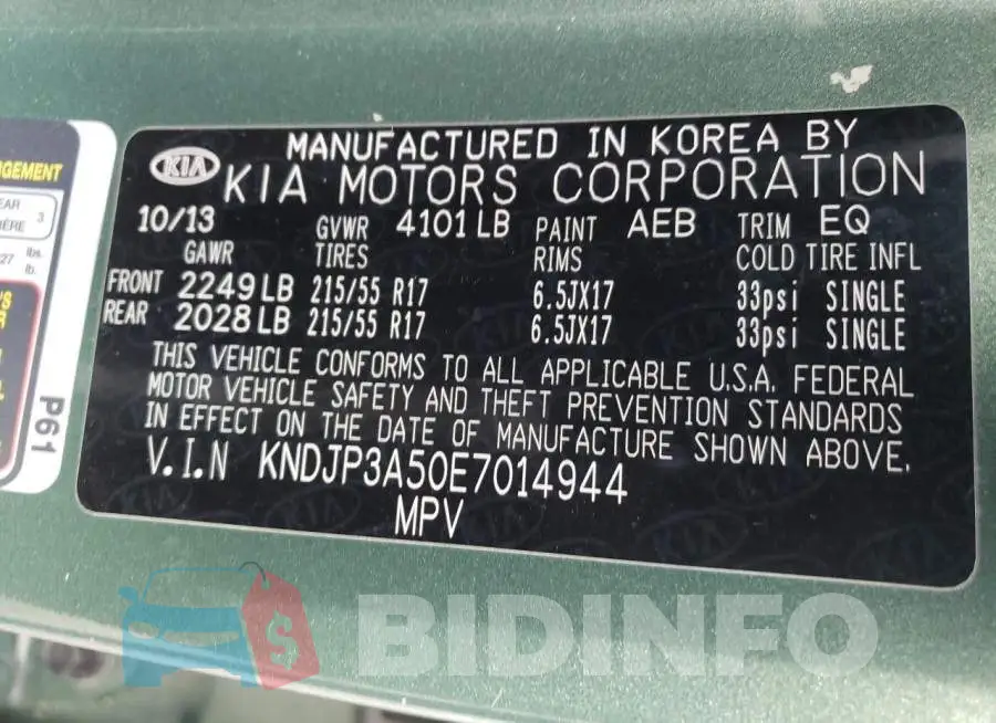 KNDJP3A50E7014944 Photo# 13