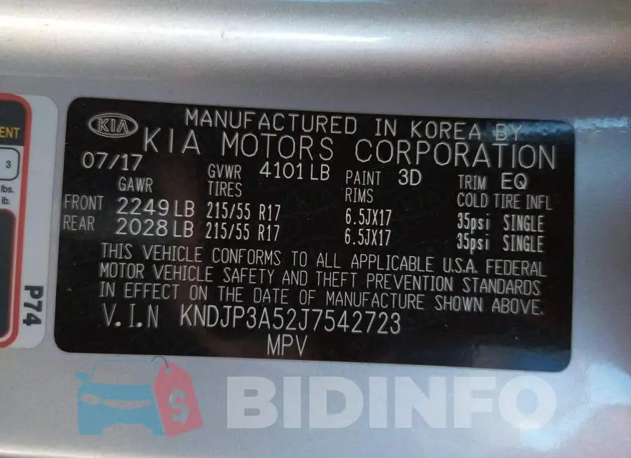 KNDJP3A52J7542723 Photo# 12
