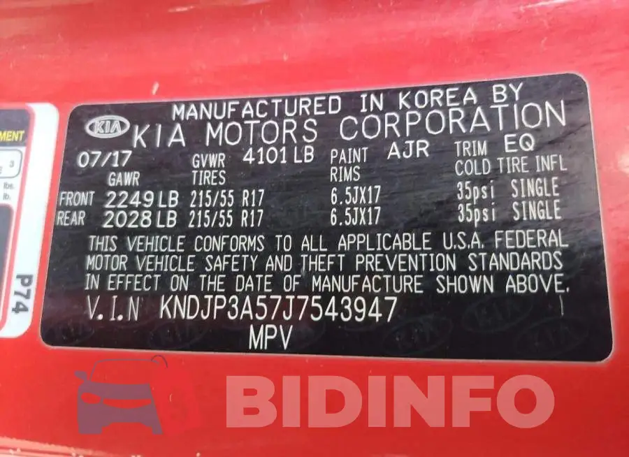KNDJP3A57J7543947 Photo# 13