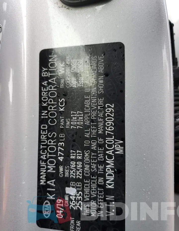 KNDPMCAC0L7690292 Photo# 13
