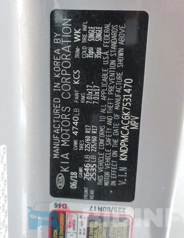 KNDPMCAC6K7531470 Photo# 14