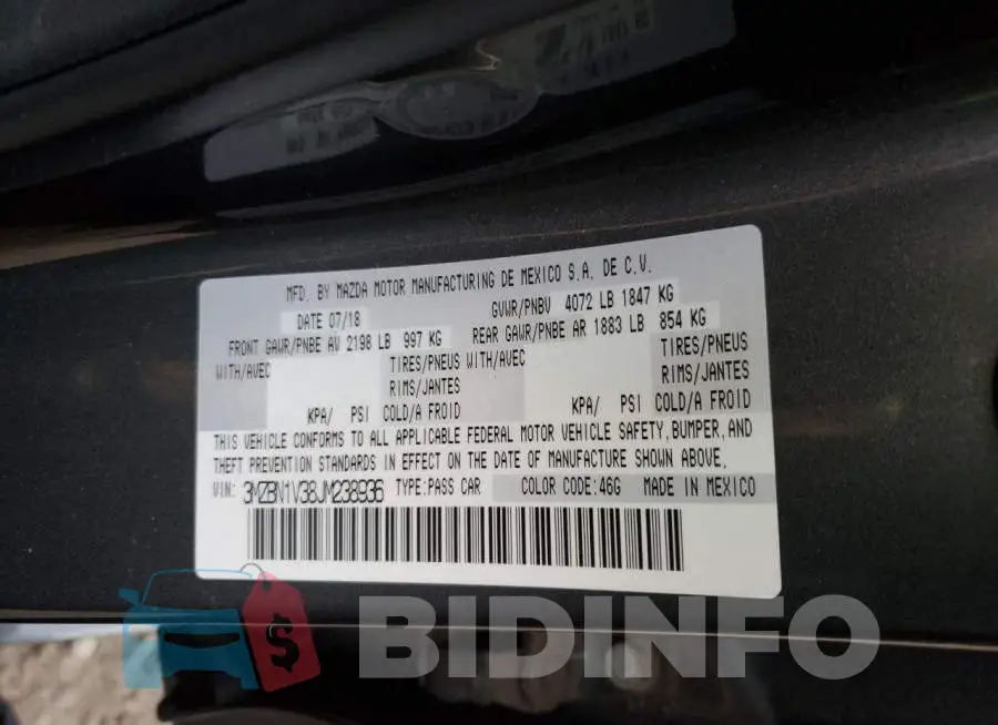 3MZBN1V38JM238936 Photo# 12
