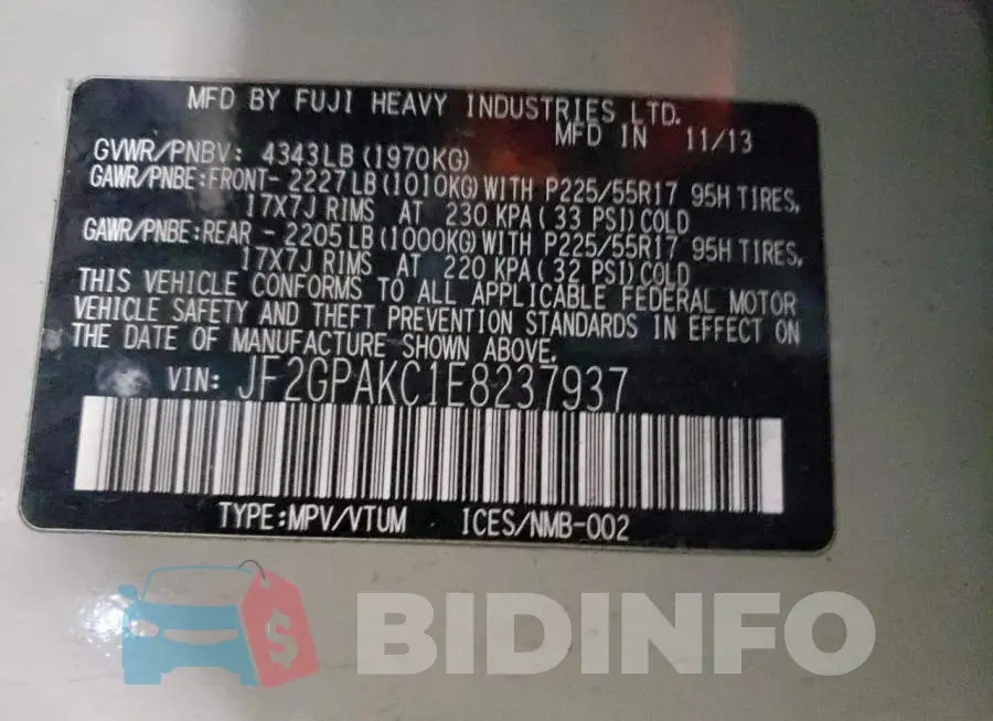 JF2GPAKC1E8237937 Photo# 12