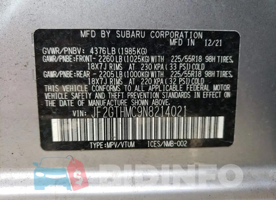 JF2GTHMC9N8214021 Photo# 13
