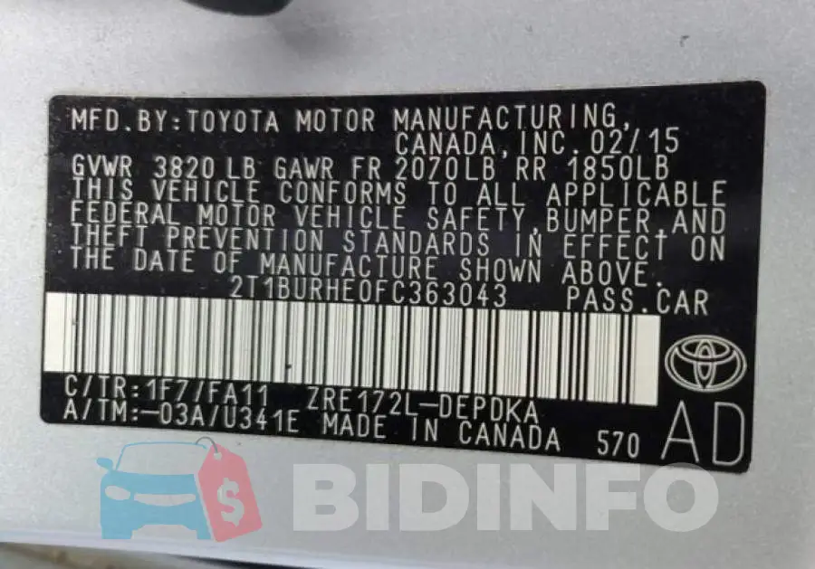 2T1BURHE0FC363043 Photo# 12