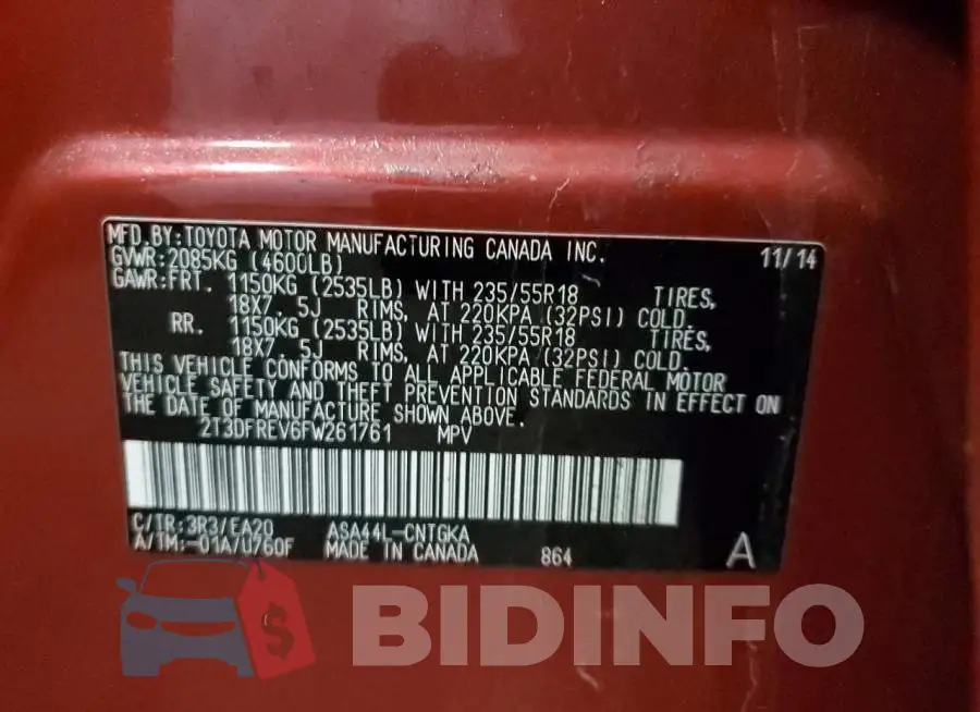 2T3DFREV6FW261761 Photo# 13