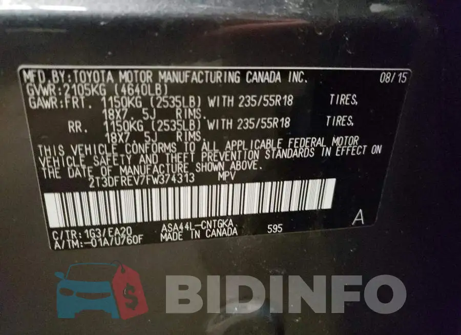 2T3DFREV7FW374313 Photo# 12