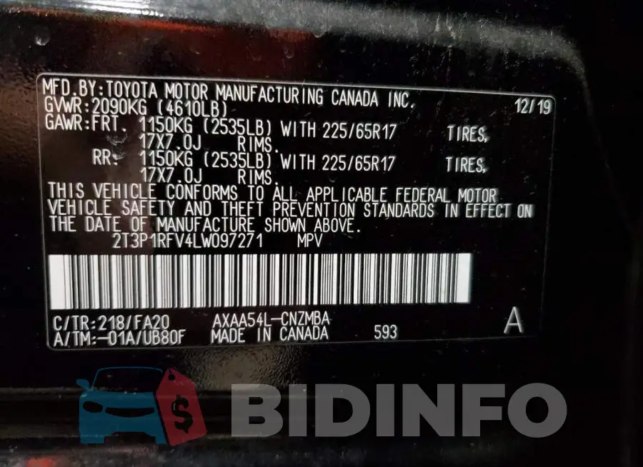 2T3P1RFV4LW097271 Photo# 12
