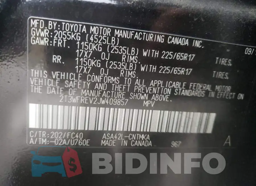 2T3WFREV2JW409857 Photo# 12