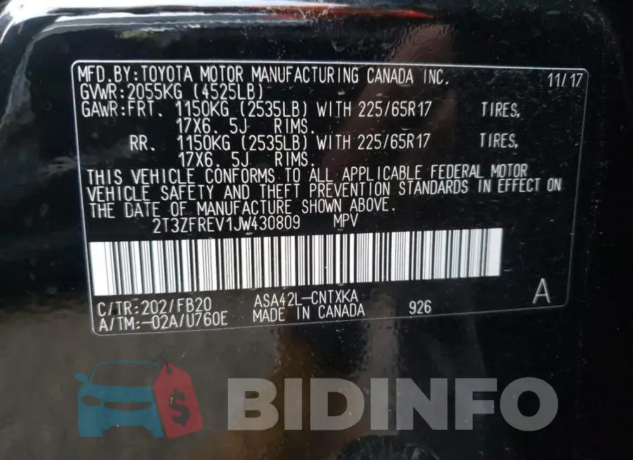 2T3ZFREV1JW430809 Photo# 13