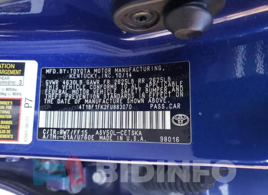 4T1BF1FK2FU883070 Photo# 12