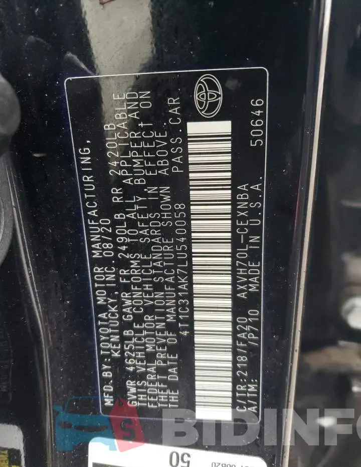 4T1C31AK7LU540058 Photo# 12