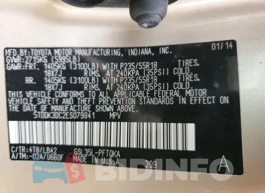 5TDDK3DC2ES079841 Photo# 13