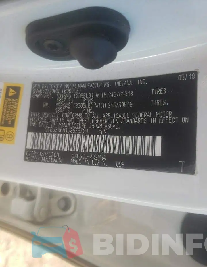 5TDJZRFH4JS875723 Photo# 13