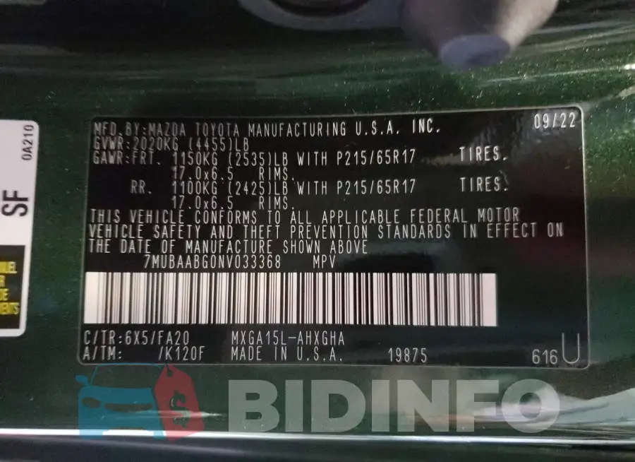 7MUBAABG0NV033368 Photo# 10