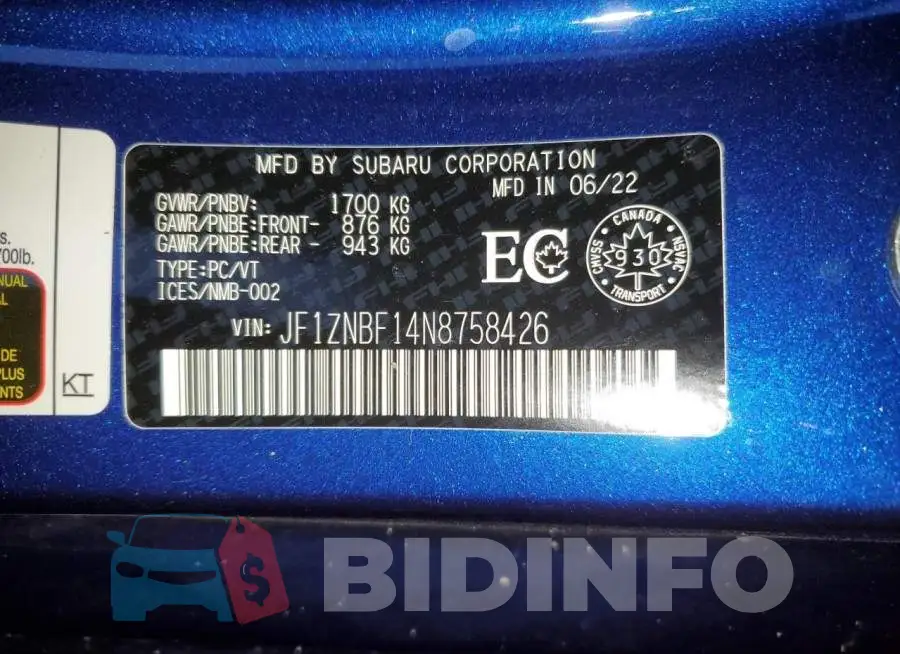 JF1ZNBF14N8758426 Photo# 12