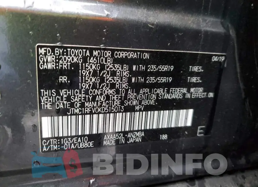JTMC1RFV0KD515013 Photo# 13