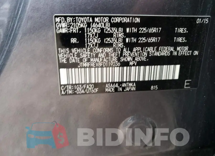 JTMRFREV8FD119236 Photo# 13