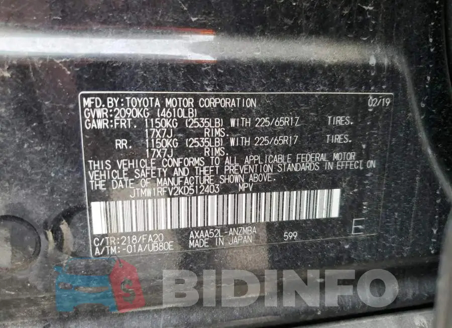 JTMW1RFV2KD512403 Photo# 13