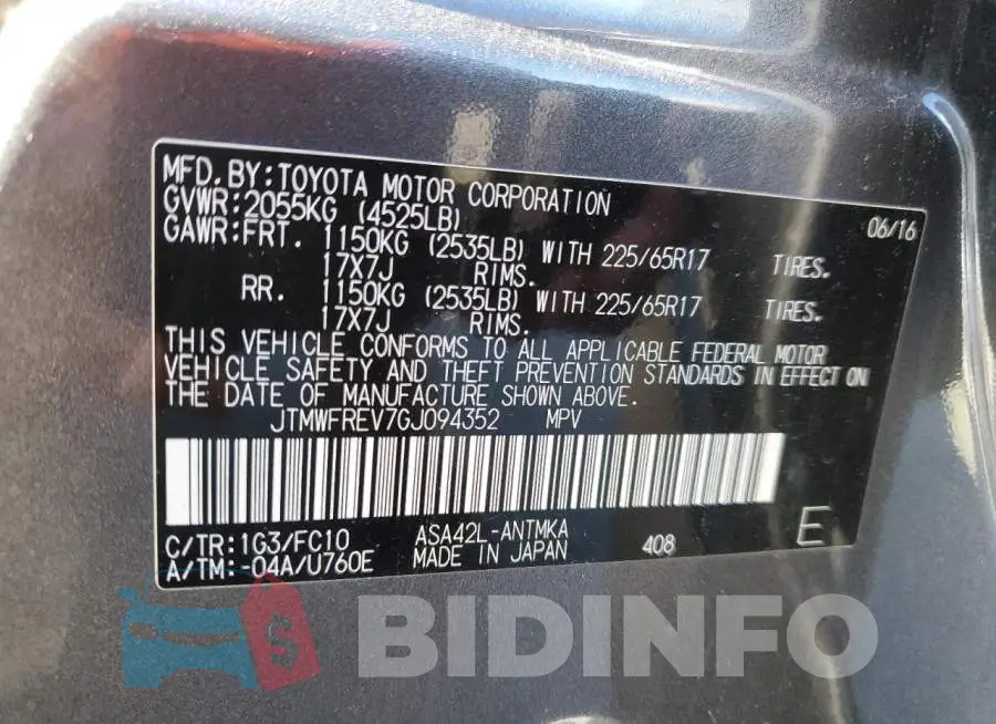JTMWFREV7GJ094352 Photo# 14