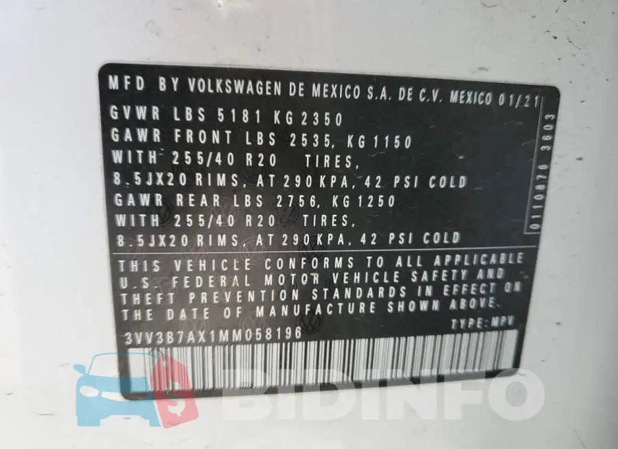 3VV3B7AX1MM058196 Photo# 14