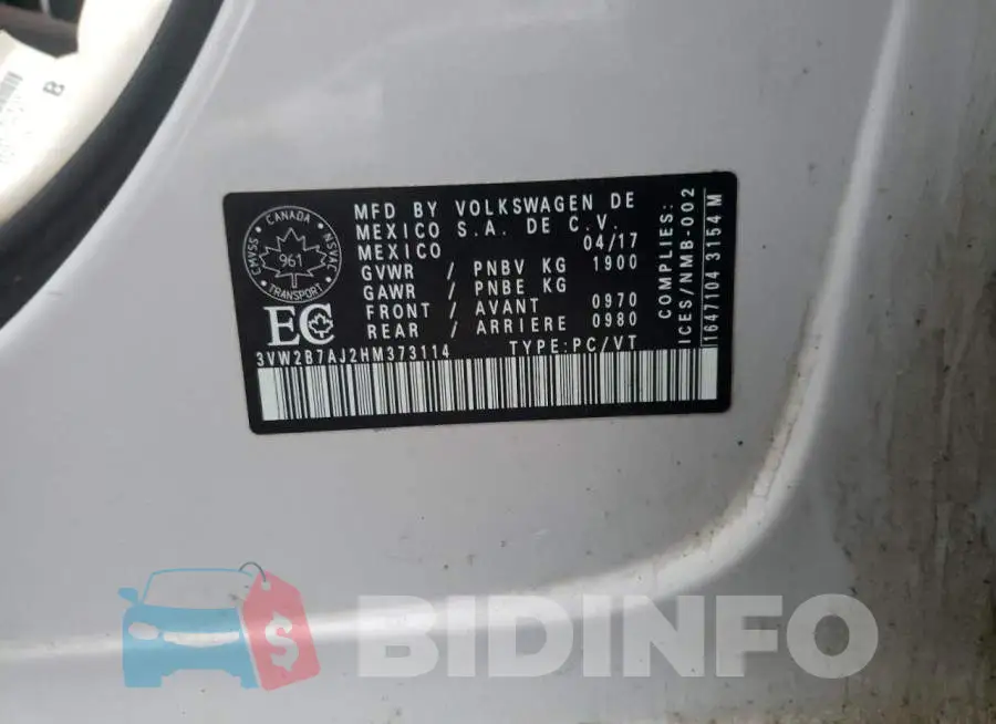 3VW2B7AJ2HM373114 Photo# 13