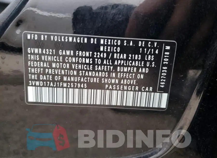 3VWD17AJ1FM257945 Photo# 12