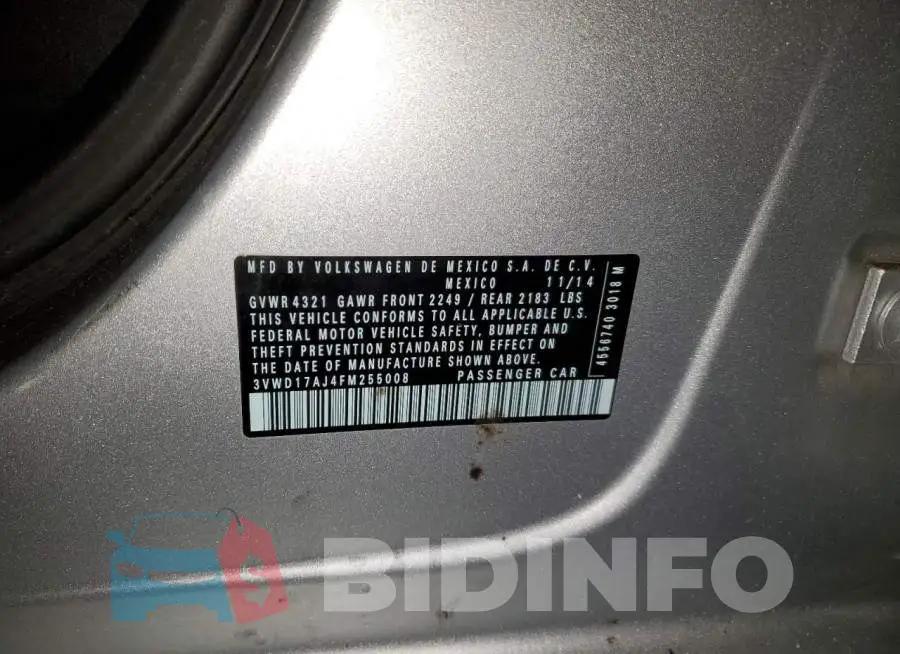 3VWD17AJ4FM255008 Photo# 12
