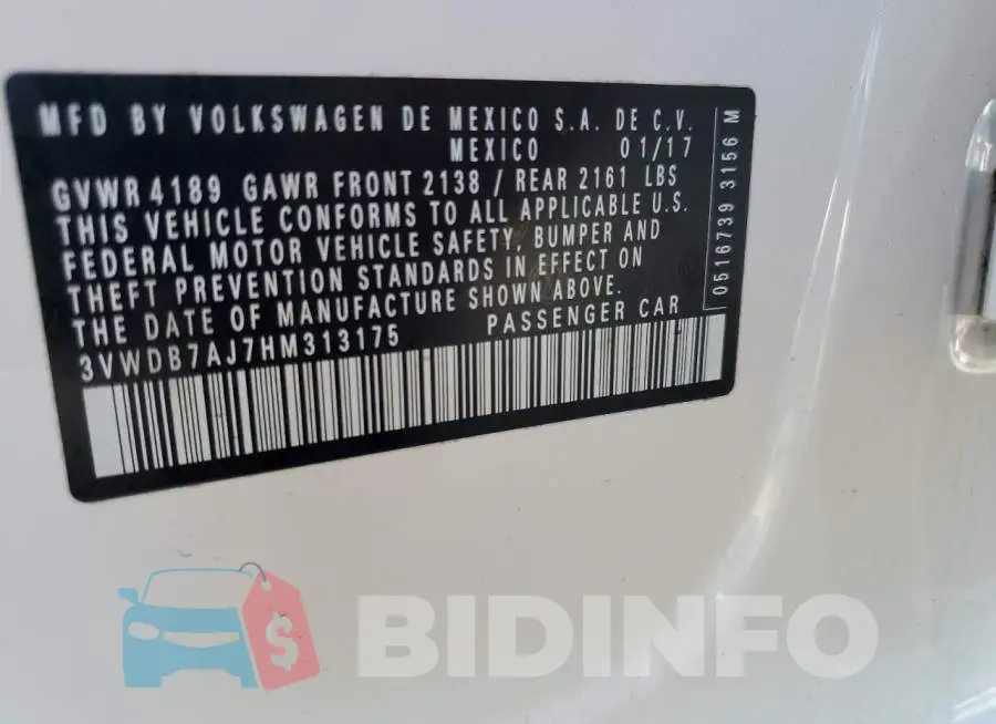 3VWDB7AJ7HM313175 Photo# 13
