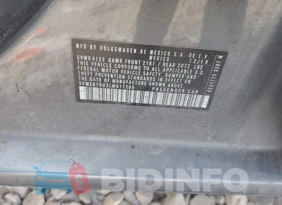 3VWEB7BU3LM017205 Photo# 12