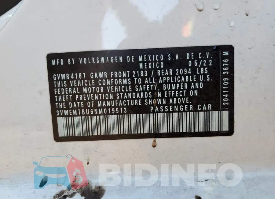 3VWEM7BU6NM019513 Photo# 12