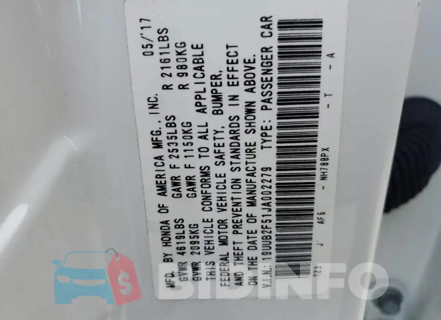 19UUB2F51JA002279 Photo# 13