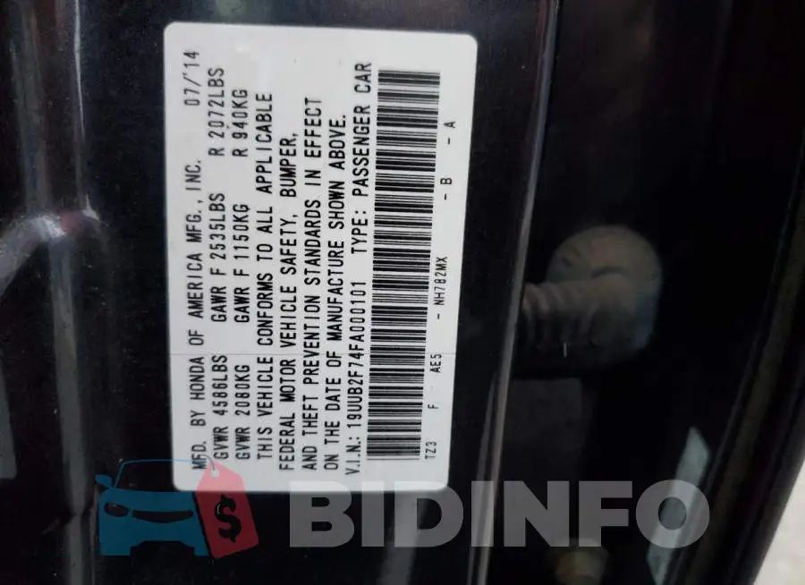 19UUB2F74FA000101 Photo# 12