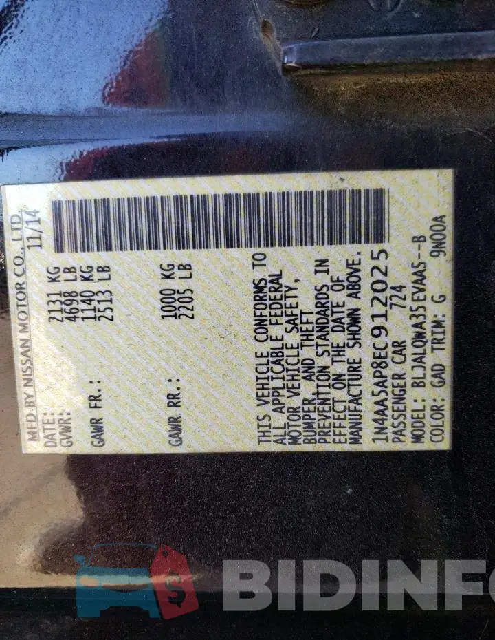 1N4AA5AP8EC912025 Photo# 12