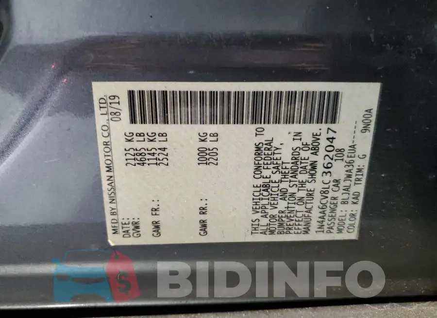 1N4AA6CV8LC362047 Photo# 13