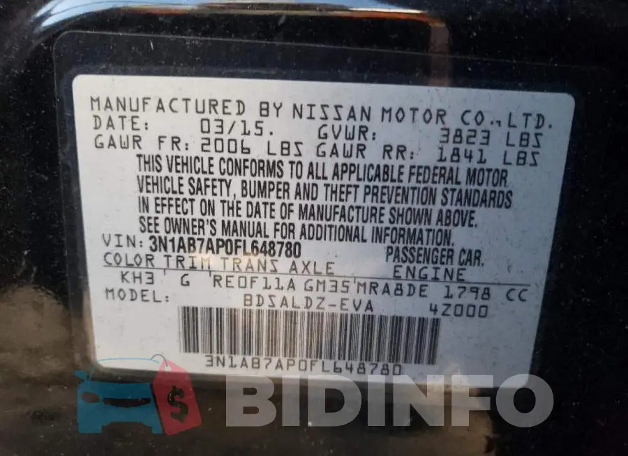 3N1AB7AP0FL648780 Photo# 10