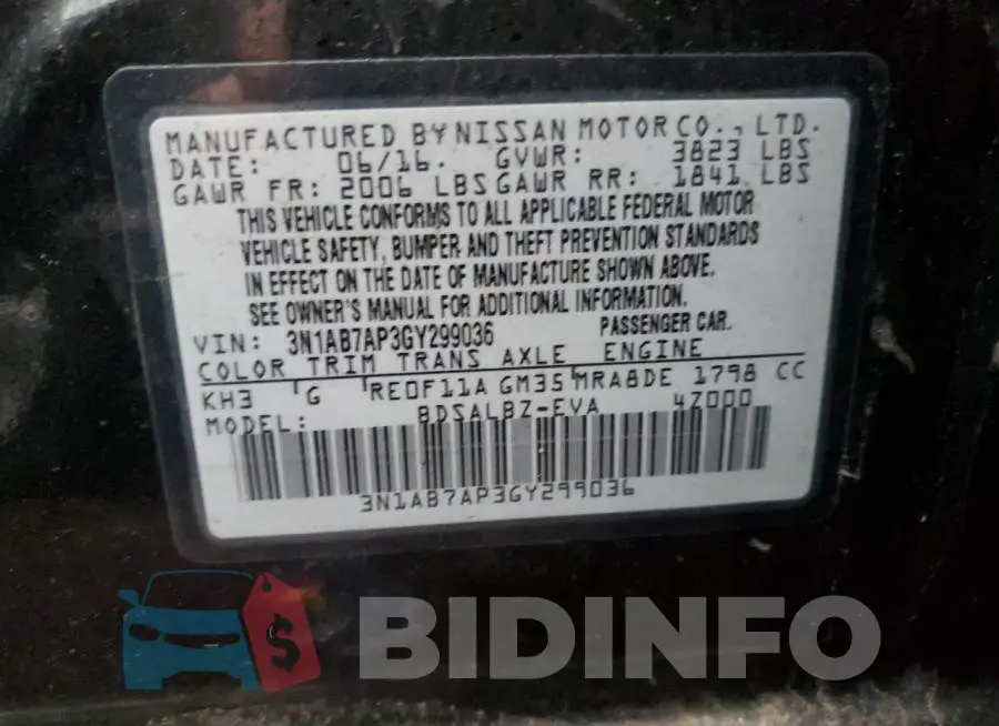 3N1AB7AP3GY299036 Photo# 13