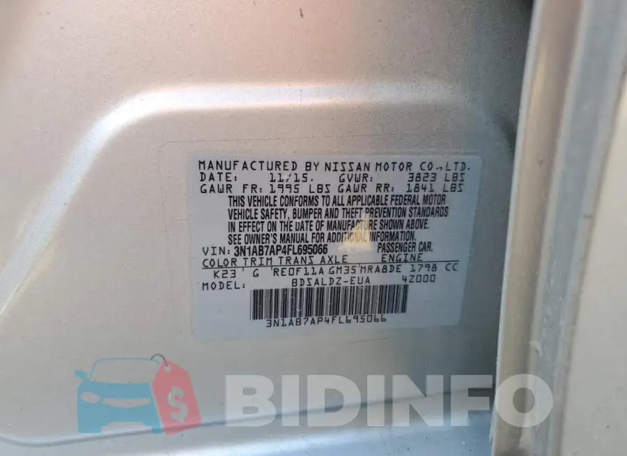 3N1AB7AP4FL695066 Photo# 10