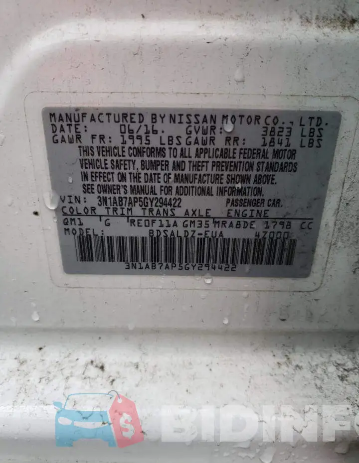 3N1AB7AP5GY294422 Photo# 12