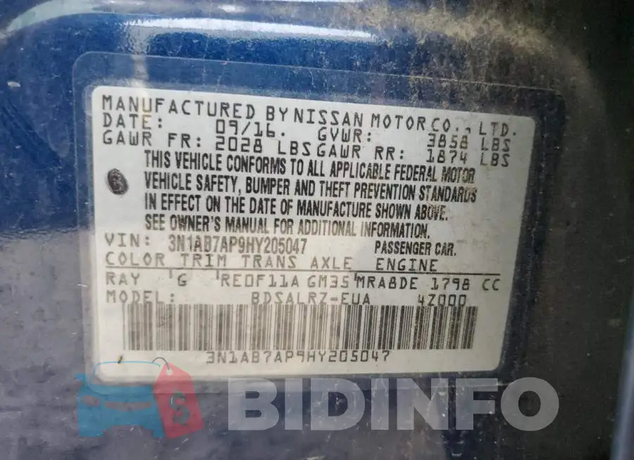 3N1AB7AP9HY205047 Photo# 12