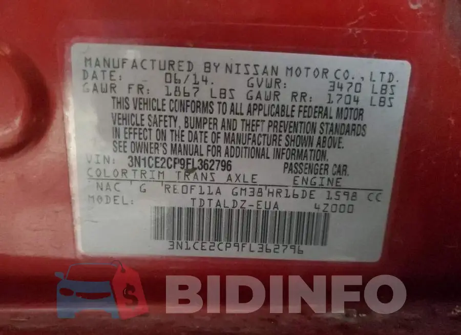 3N1CE2CP9FL362796 Photo# 12