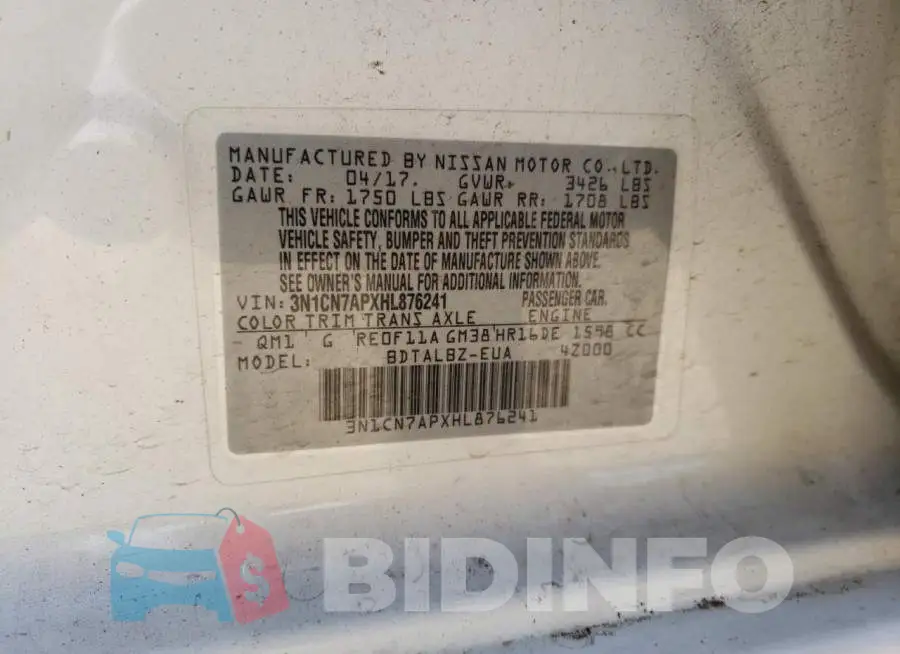 3N1CN7APXHL876241 Photo# 12