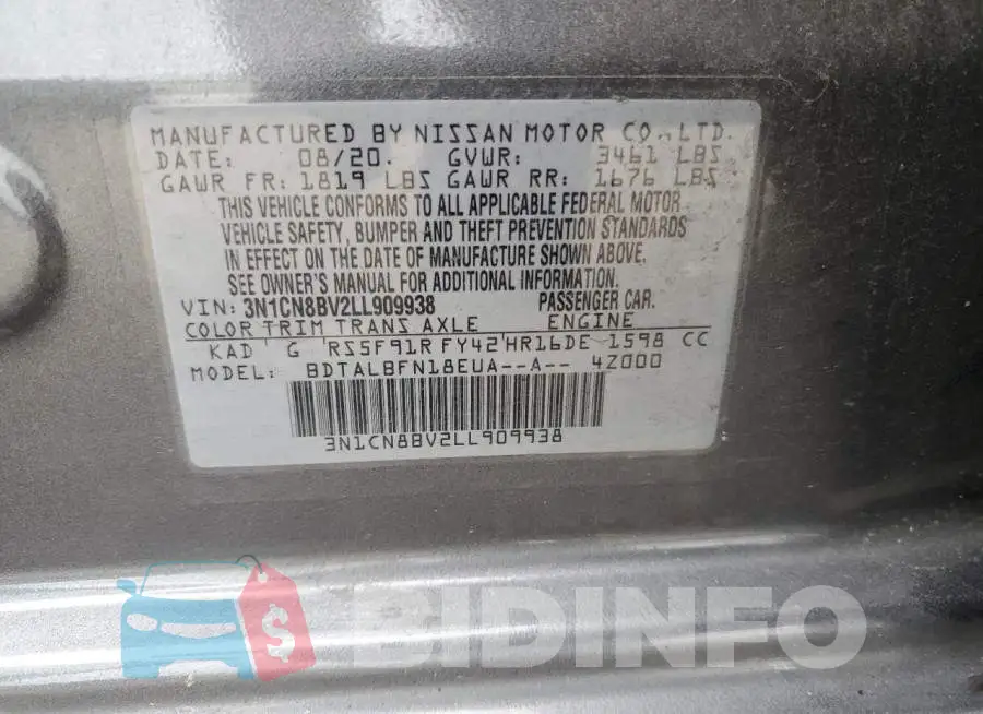 3N1CN8BV2LL909938 Photo# 12