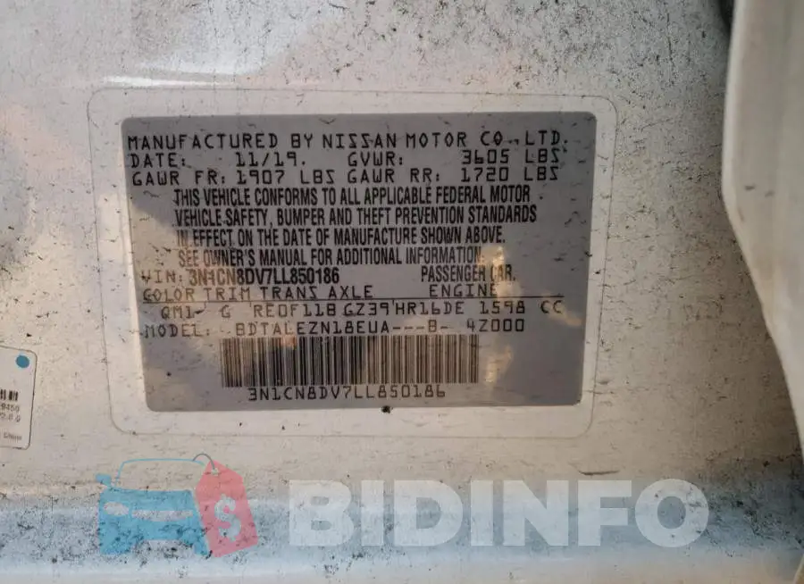 3N1CN8DV7LL850186 Photo# 12