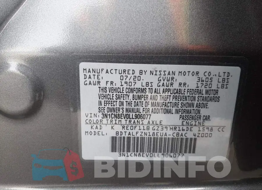 3N1CN8EV0LL906077 Photo# 13