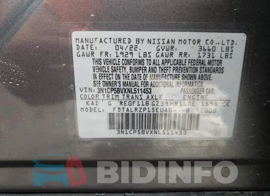 3N1CP5BVXNL511453 Photo# 13